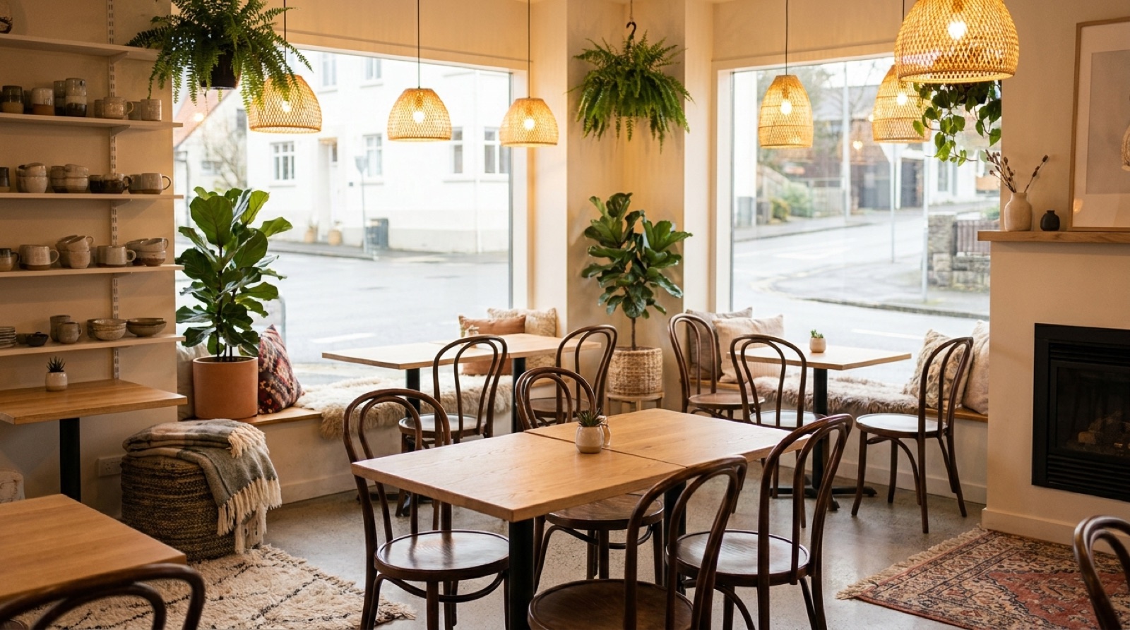 Gemütlicher Gastraum im Café Goldstück